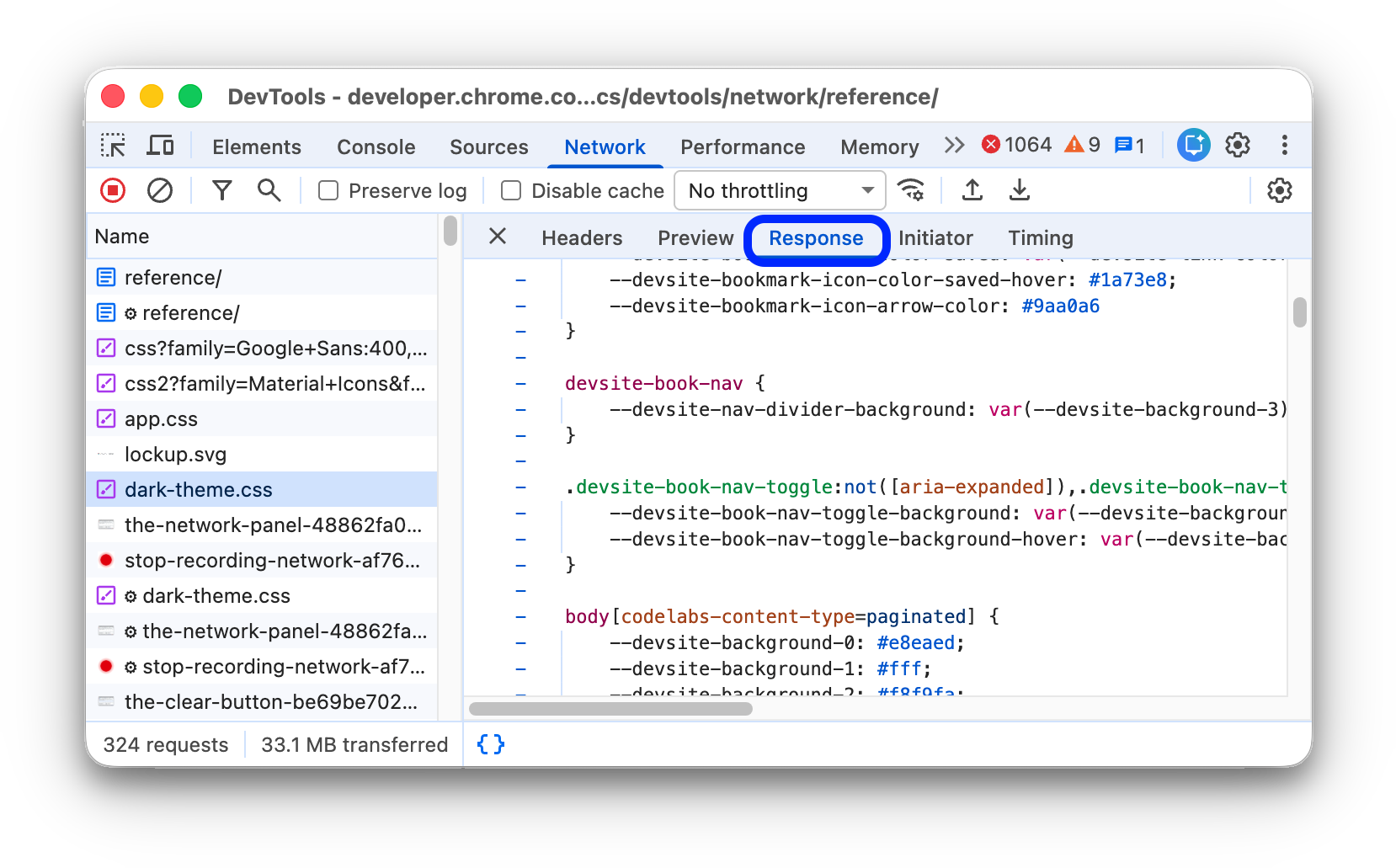 The Response tab of the selected request showing text responses.