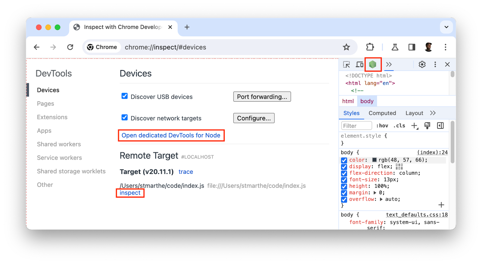 Tất cả cách mở DevTools cho Node.