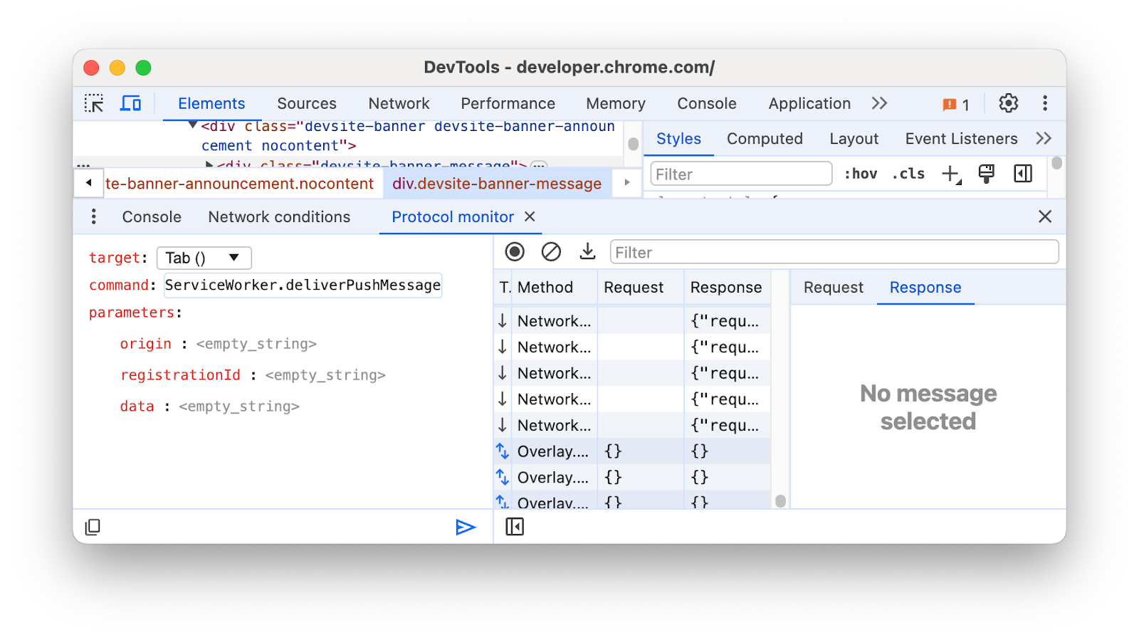 Input di parametri con parametri relativi al service worker elencati per la compilazione.