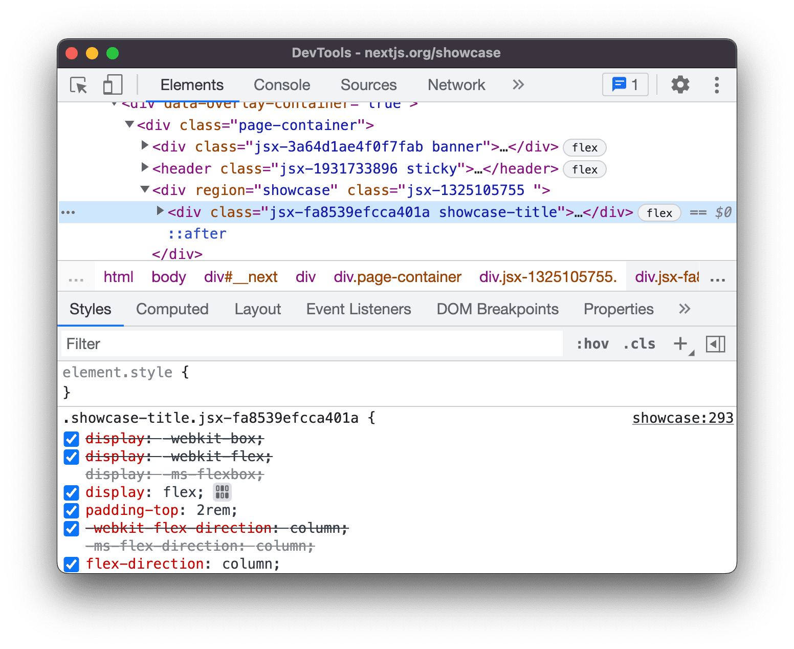 Clases CSS generadas automáticamente con nombres aleatorios