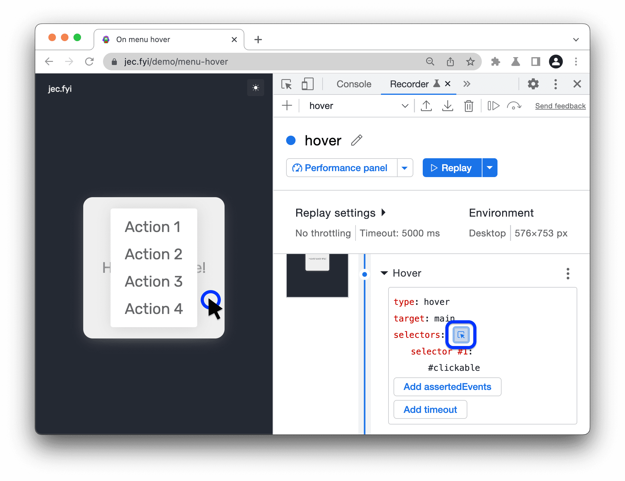 Configuración del selector