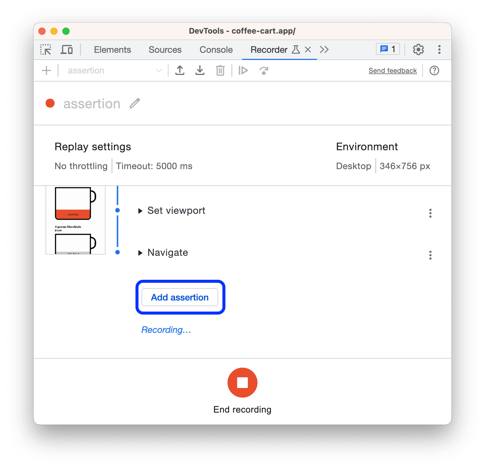 הלחצן Add assertion (הוספת טענת נכוֹנוּת).