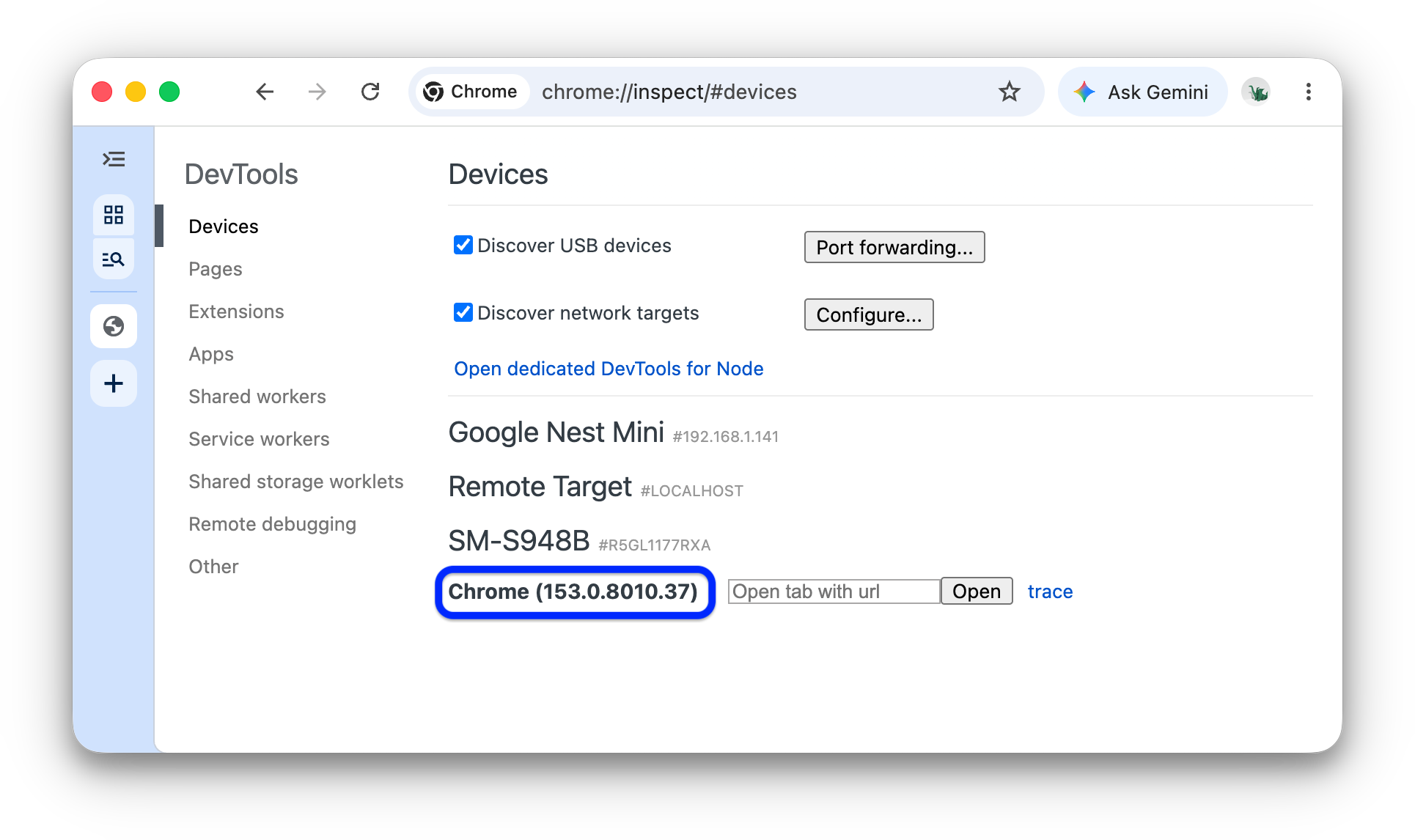 デバイスで実行されている Chrome のバージョン。