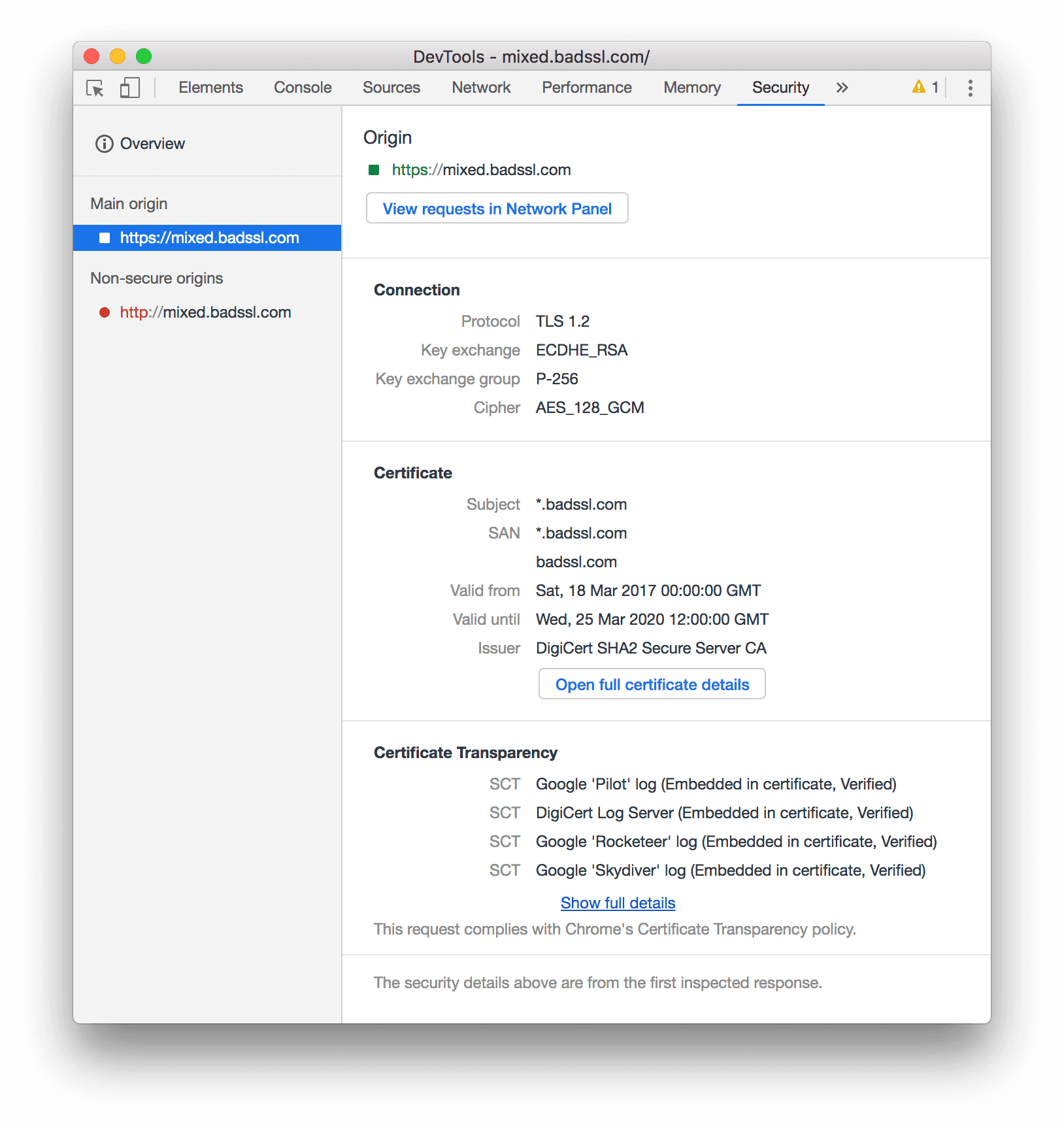 Main origin details.