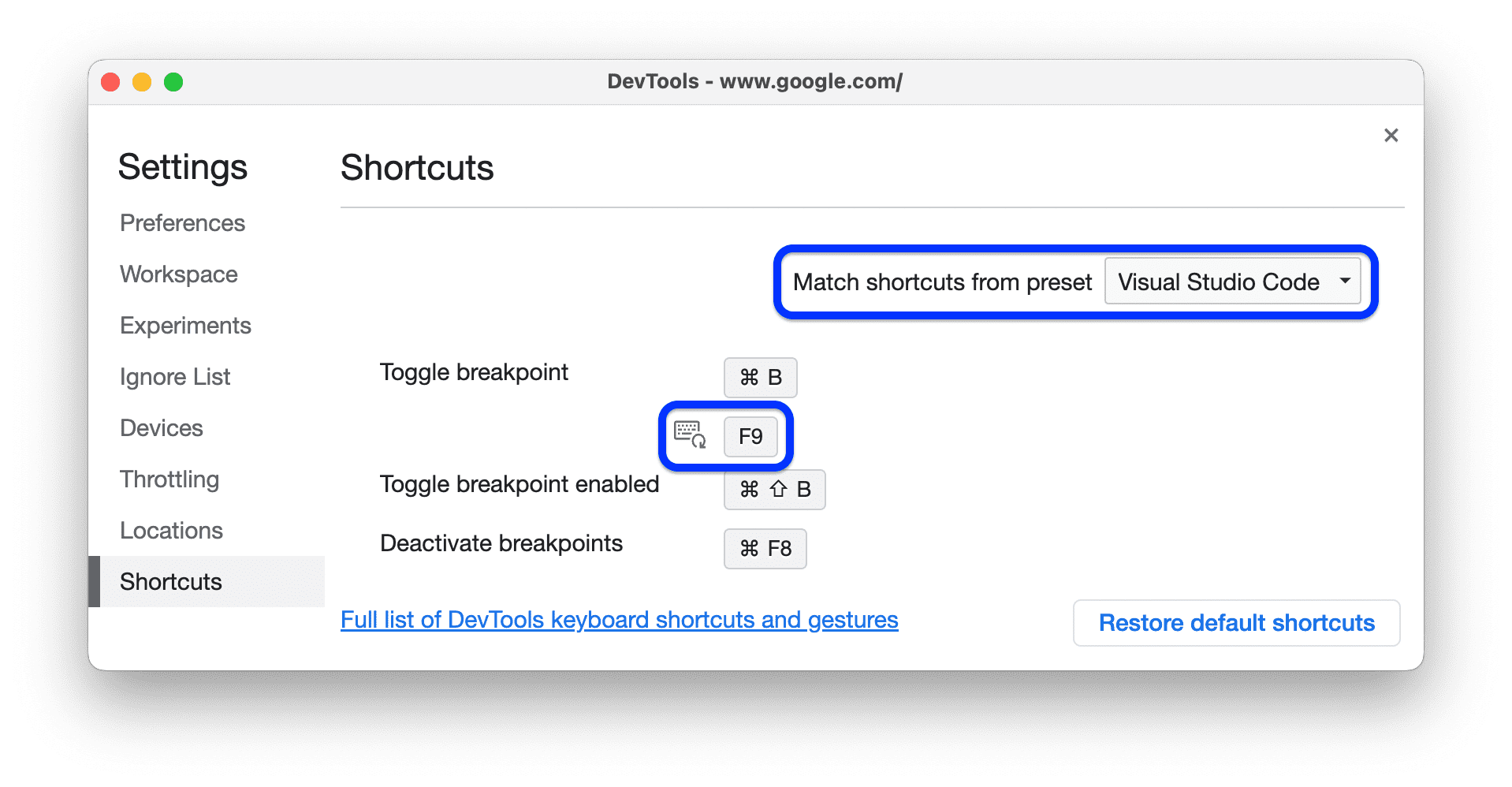 Visual Studio Code shortcut alternatives.