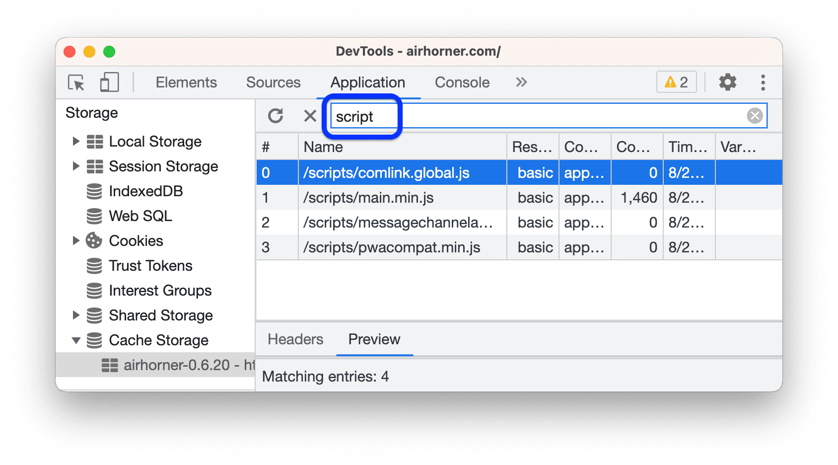 Filtering out resources that do not match the specified path.