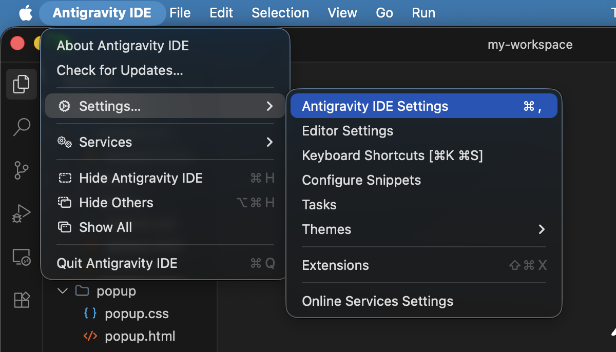 The Add MCP server search dialog in Antigravity showing Chrome DevTools in search results.