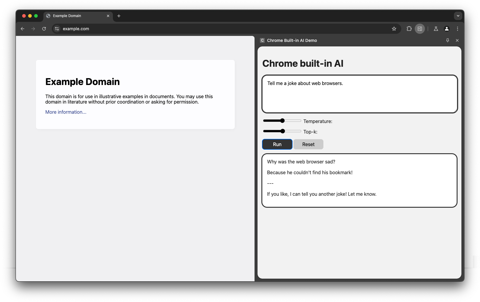 رابط نمایشی برای Prompt API