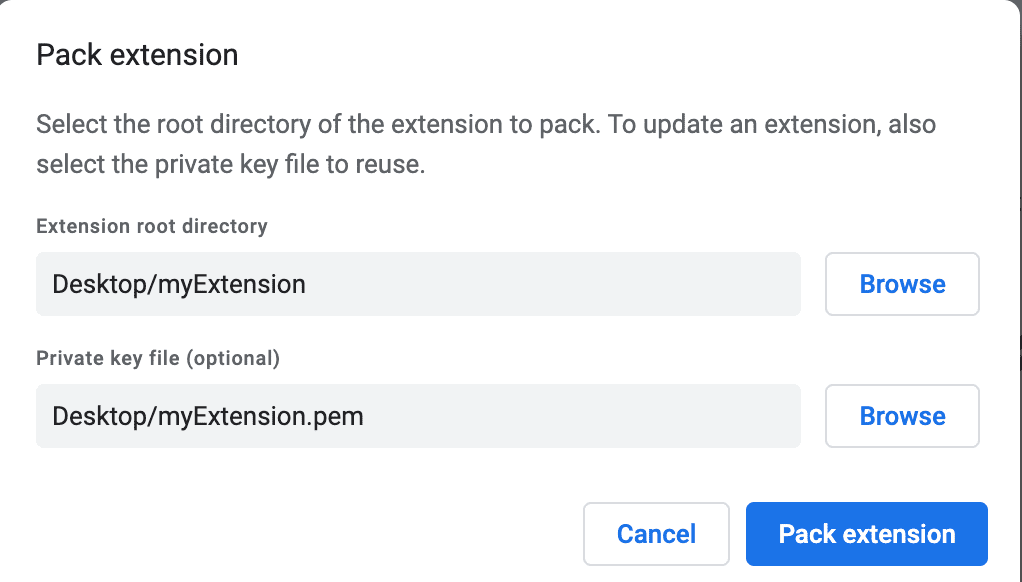 Fichier .Pem ajouté lors de la compression de l&#39;extension