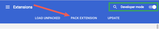 勾選「開發人員模式」，然後點選「Pack Extension」