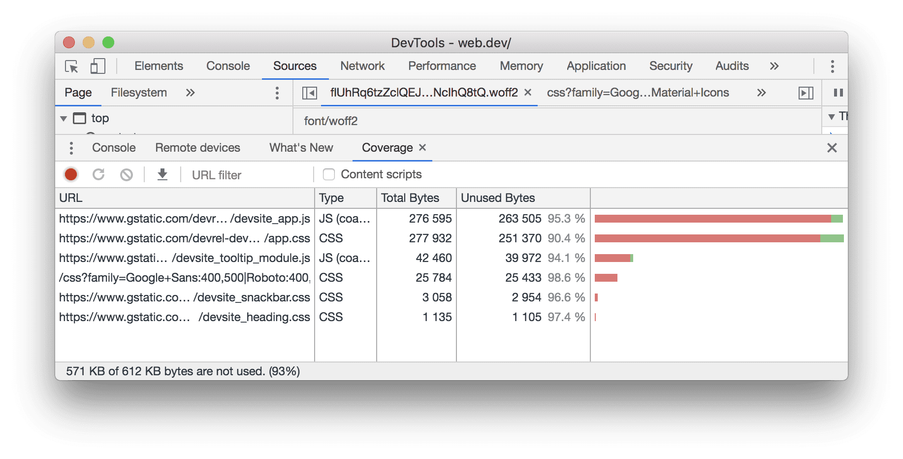 Narzędzia deweloperskie w Chrome: karta Zakres