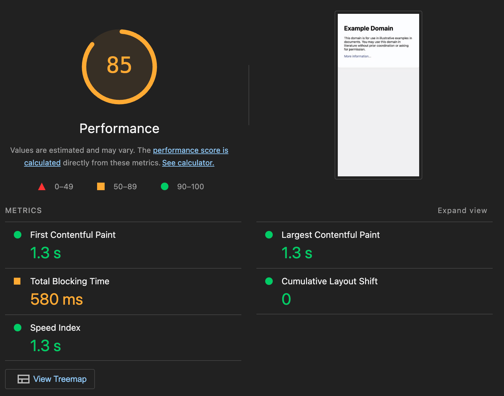 Botão "Ver Treemap" do Lighthouse