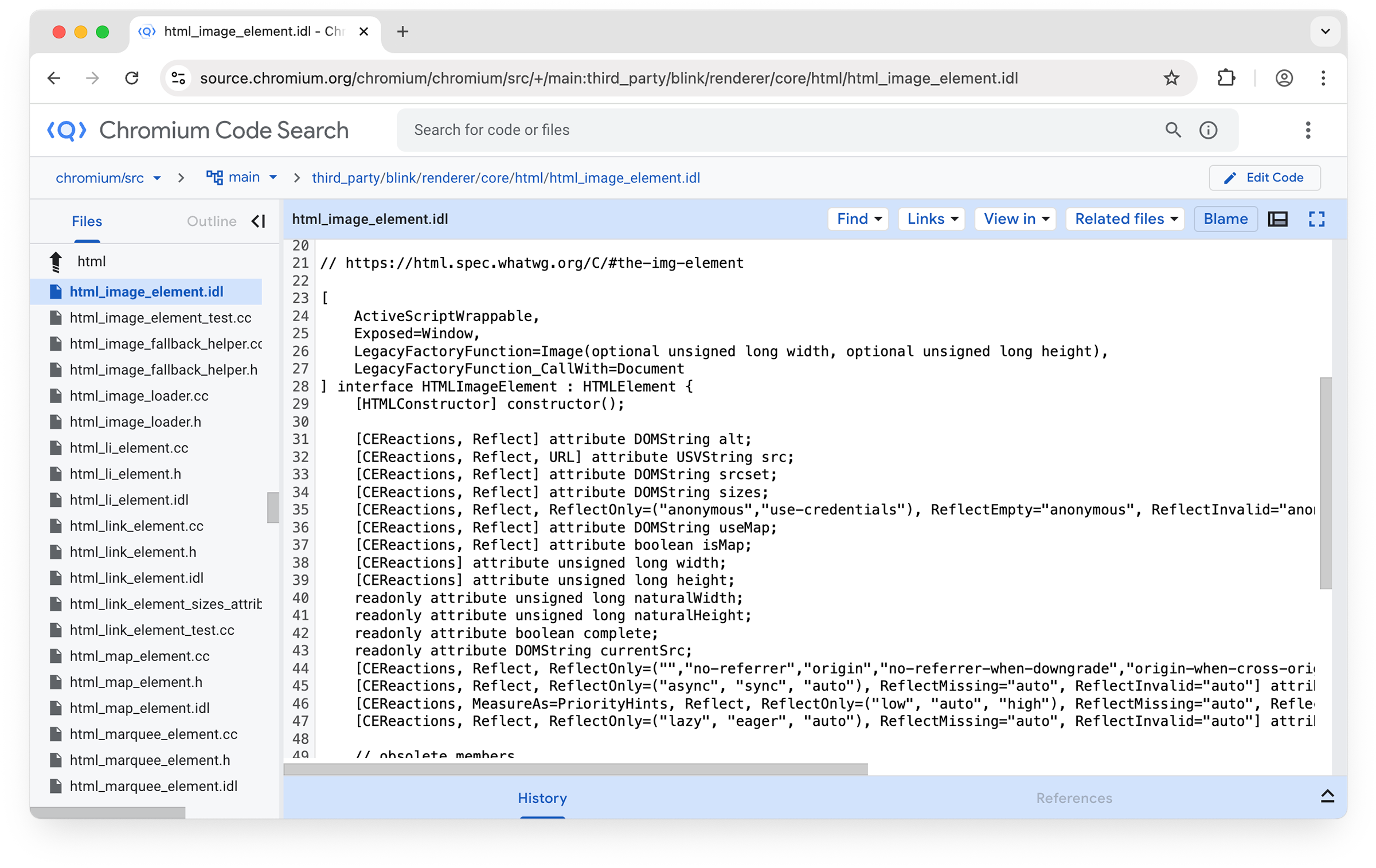 Chromium 源代码中的 html_image_element.idl